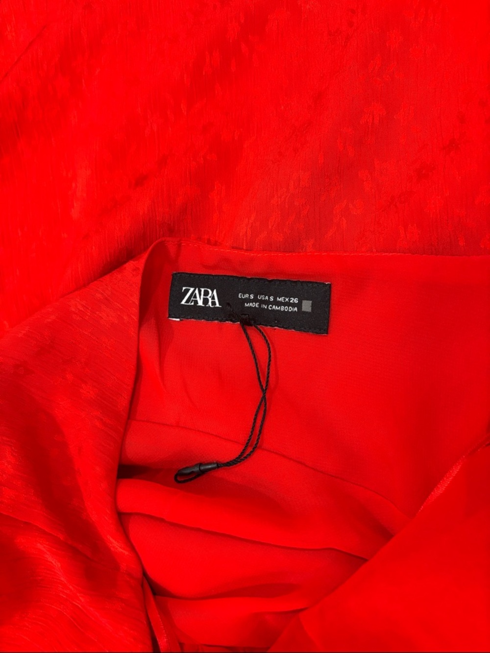 Zara floral jacquard v-neck halter red long dress with tie sz.S - Picture 16 of 16